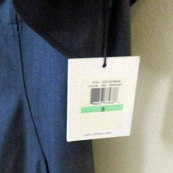 Calvin Klein Sheath Dress, Gray with Ruffled Sleeves, Sz 8 NWT - Picture 9 of 10